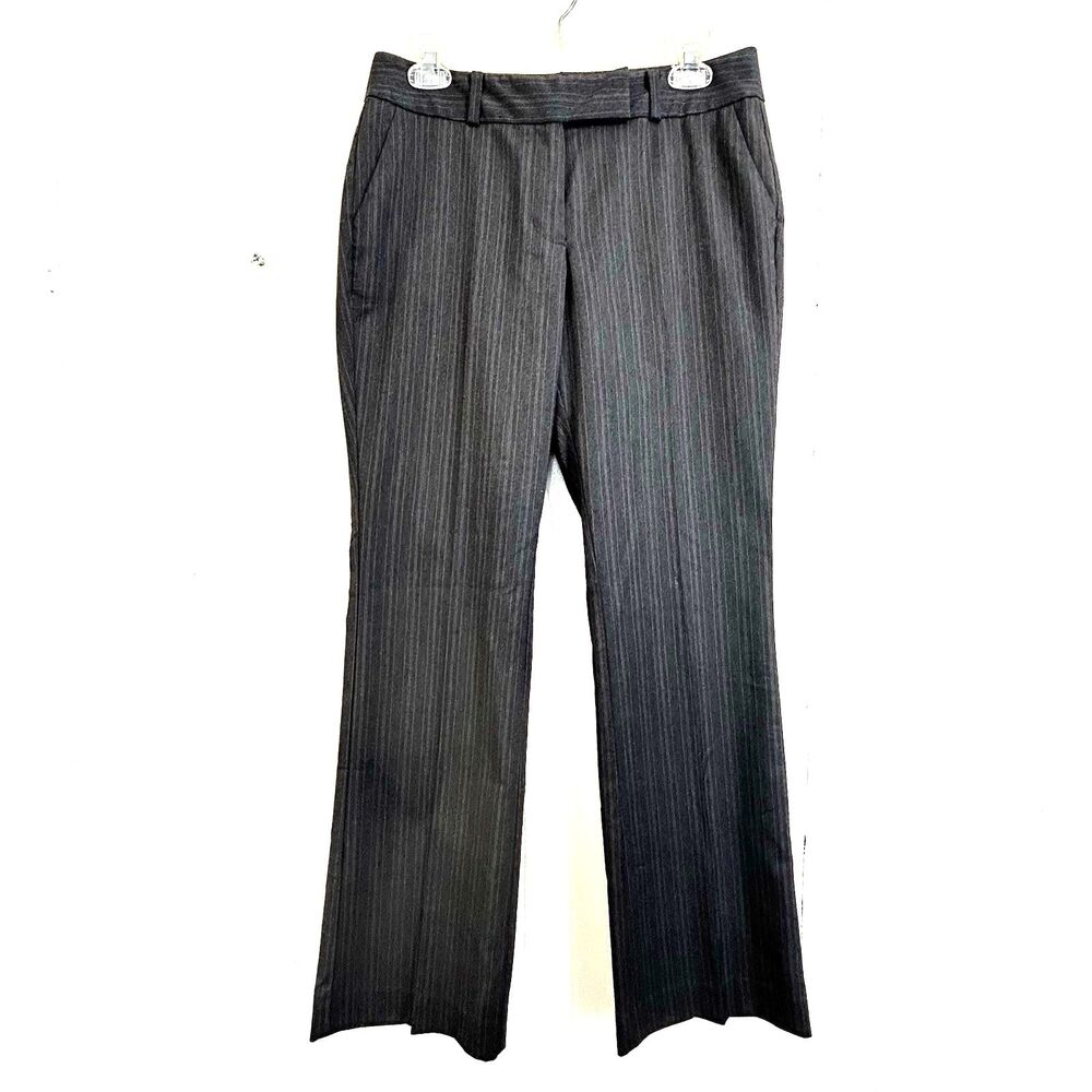 Ann Taylor Petite Signature Pinstripe Straight Pant Size 6P Gray Dress Pants